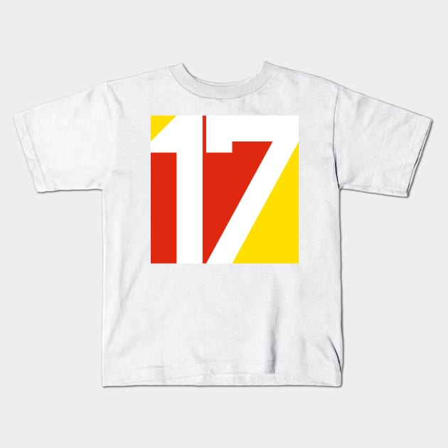 17 in Red and Gold Kids T-Shirt by DavidASmith